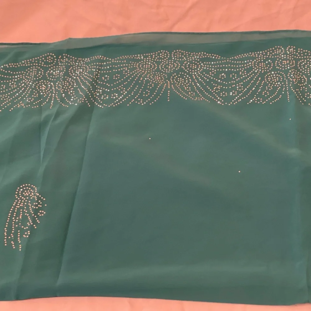 Orange and light green Romantic chiffon scarf with Rhinestone Shawl - Picture 14 of 16